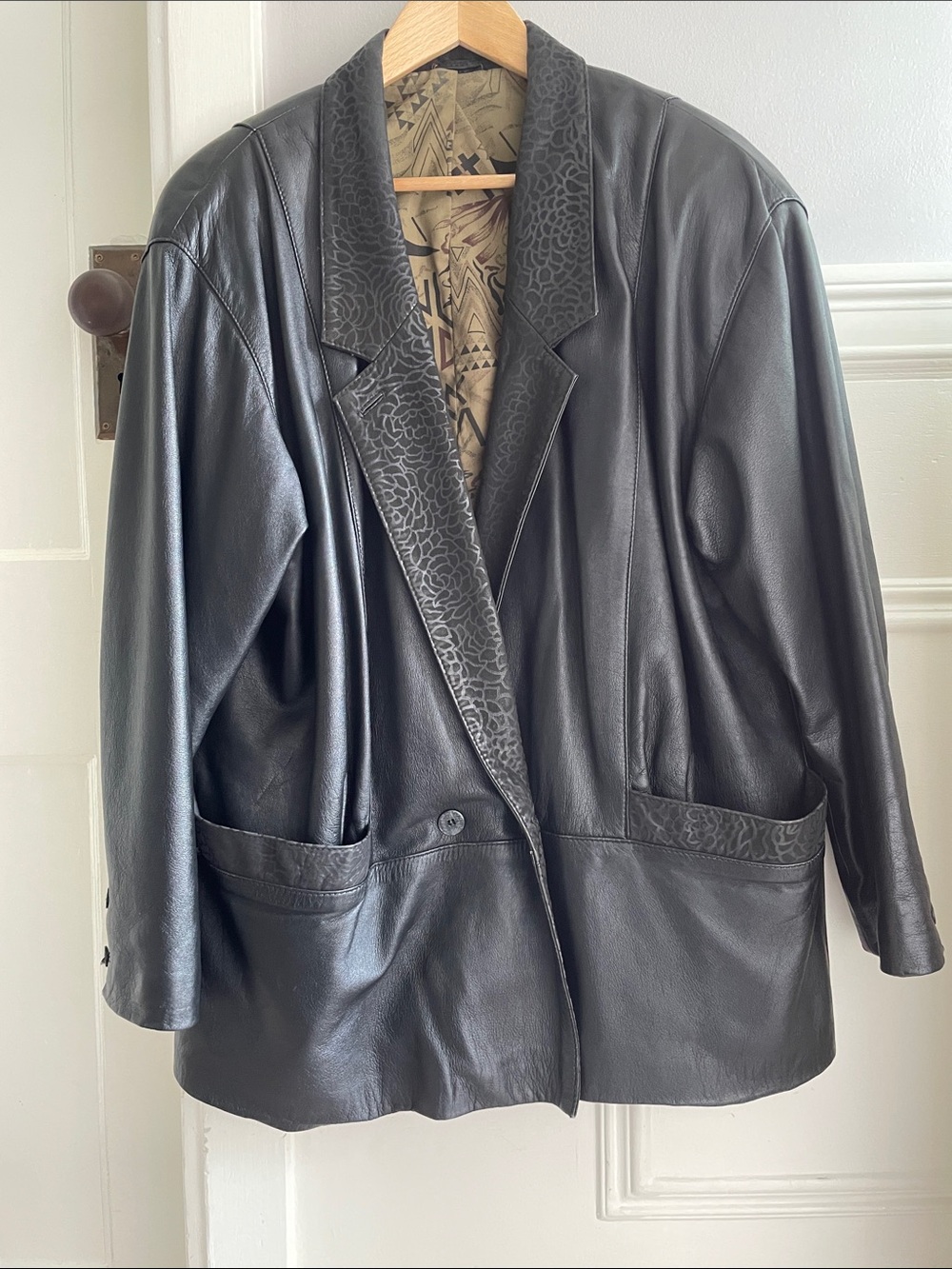 RARE Vintage Max Moser Leather Blazer with Rosette details-XL